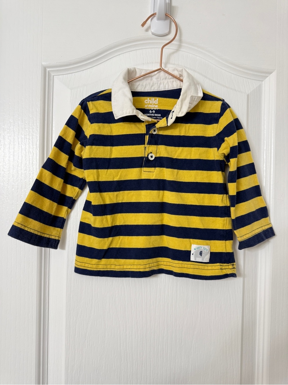 Child of Mine baby long sleeve striped rugby polo shirt 100% cotton 6-9 months